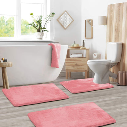 Ultra Soft Velvet Memory Foam Badmattsätt – 3PCS Lyxiga Badrumsmattor