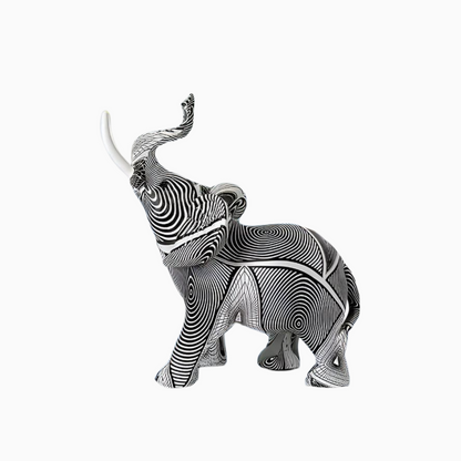 Svart och Vit Spiral Elefant Figur för Heminrednings Accent