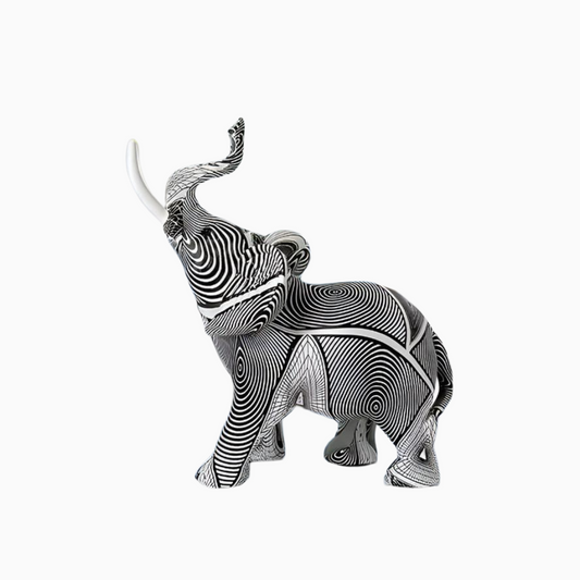Svart och Vit Spiral Elefant Figur för Heminrednings Accent