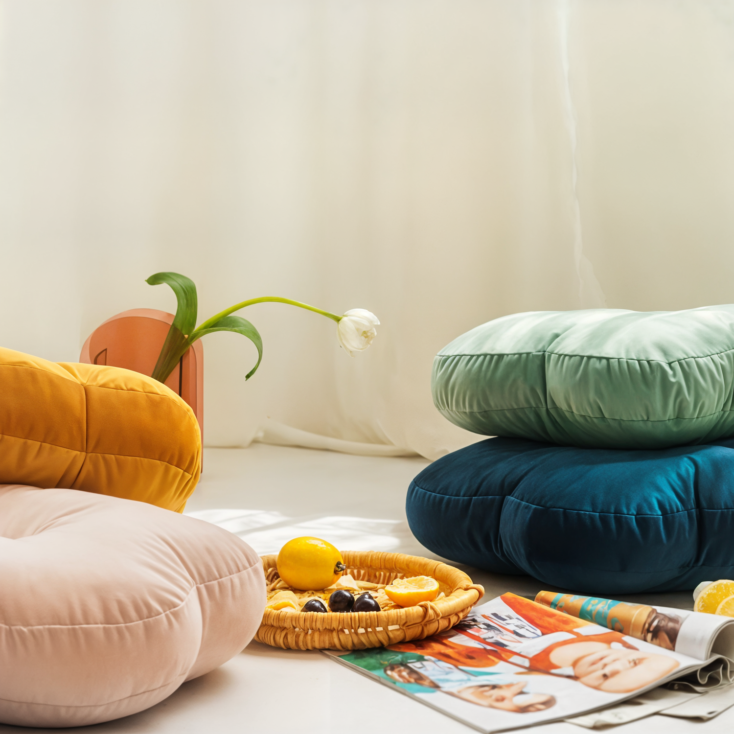 Plush Blomformat Sammet Kudde