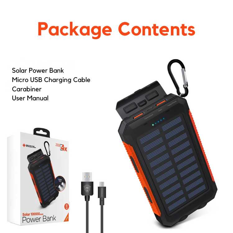 Solenergi Power Bank Vattentålig Bärbar Laddare