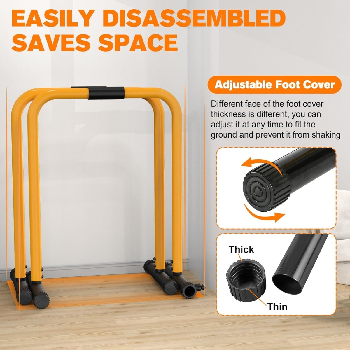 PowerDip Justerbar DIP-station - Parallella stänger av hög hållfasthetsstål för överkroppens styrketräning