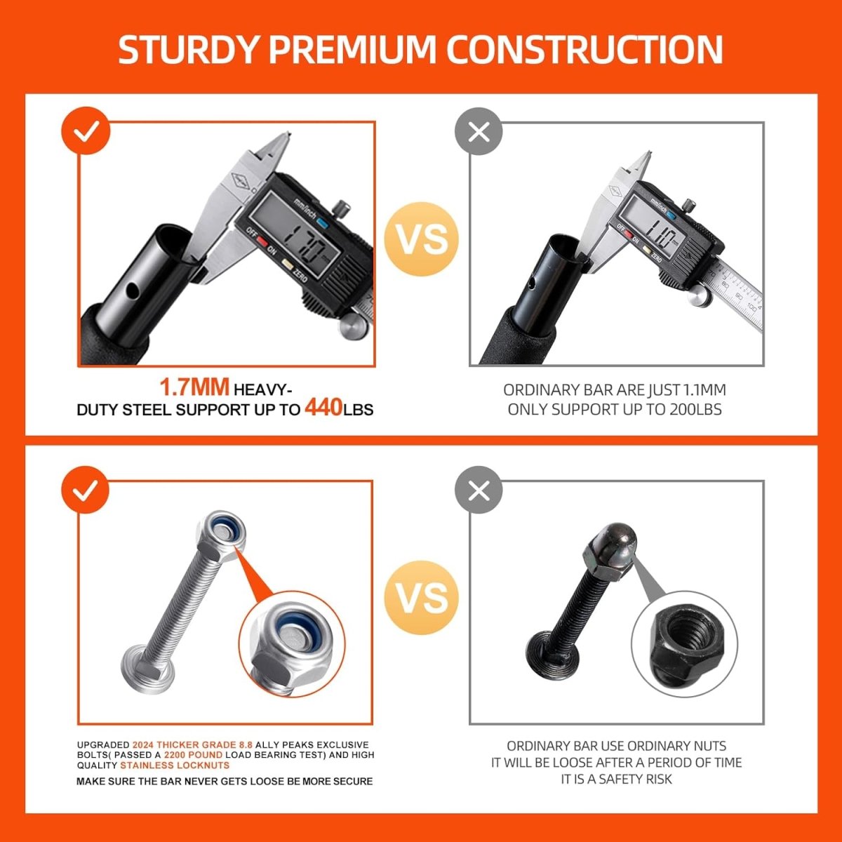 PowerGrip Pull-up Bar - Heavy Duty Door Pull-up Bar - 200 kg Kapacitet - Multi-Grepp för Full Överkropp Träning