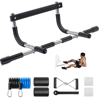 PowerGrip Pull-up Bar - Heavy Duty Door Pull-up Bar - 200 kg Kapacitet - Multi-Grepp för Full Överkropp Träning