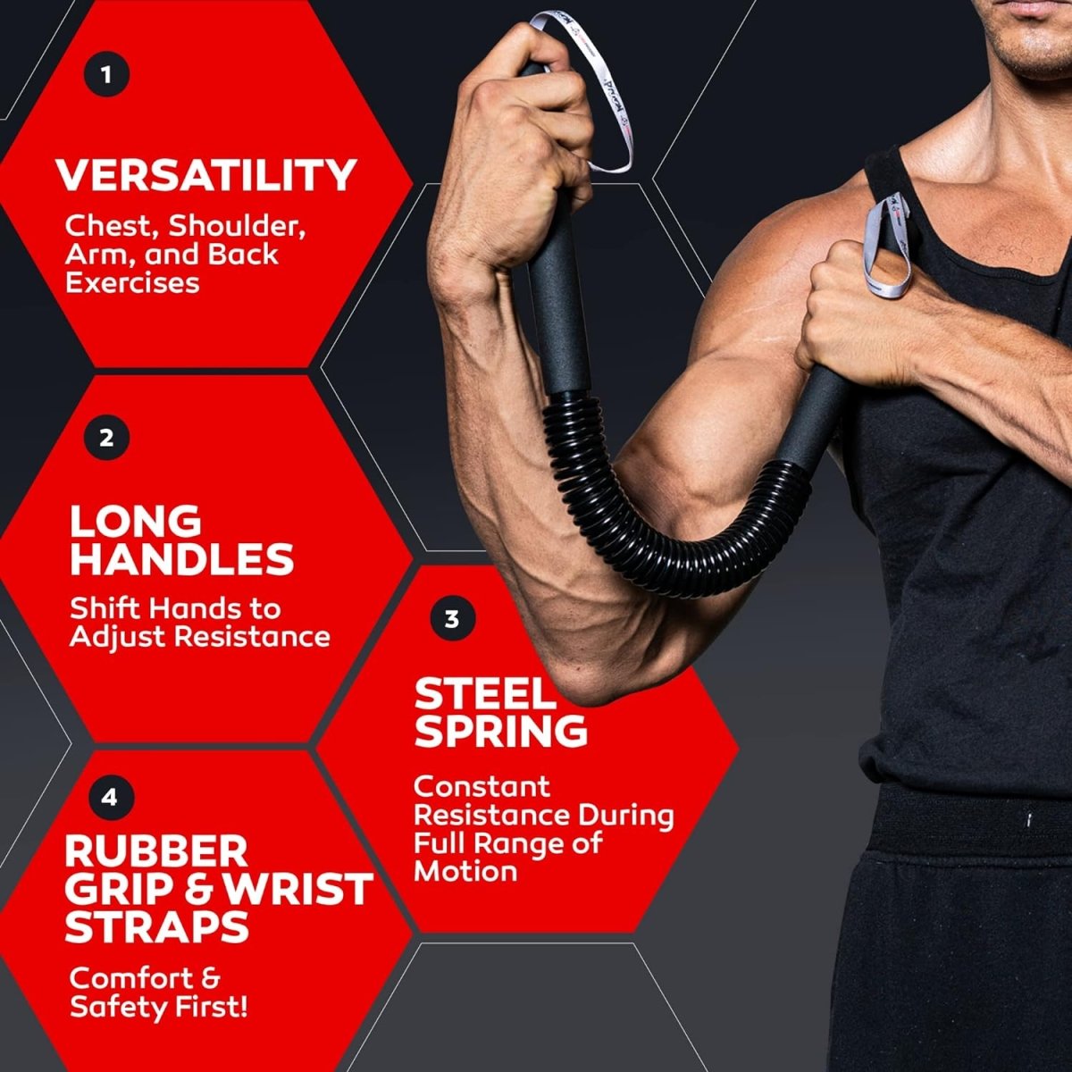 Powerwist Oberkörper-träningsstänger - justerbart motstånd - helkropps styrka och uthållighet tränare - kompakt hemgymutrustning