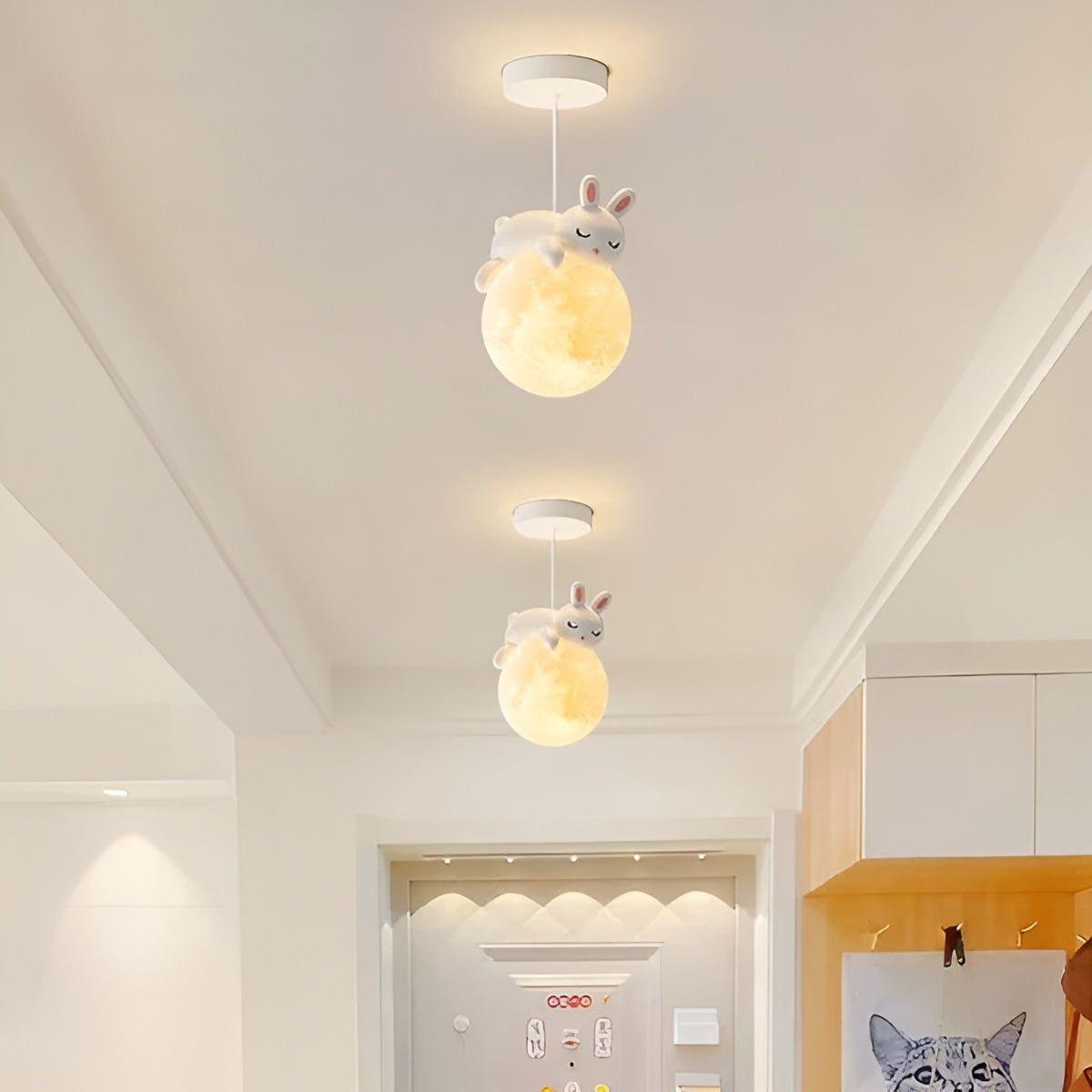 KidBright Light - Kreativ Tecknad Djur Måne Hängande Lampa