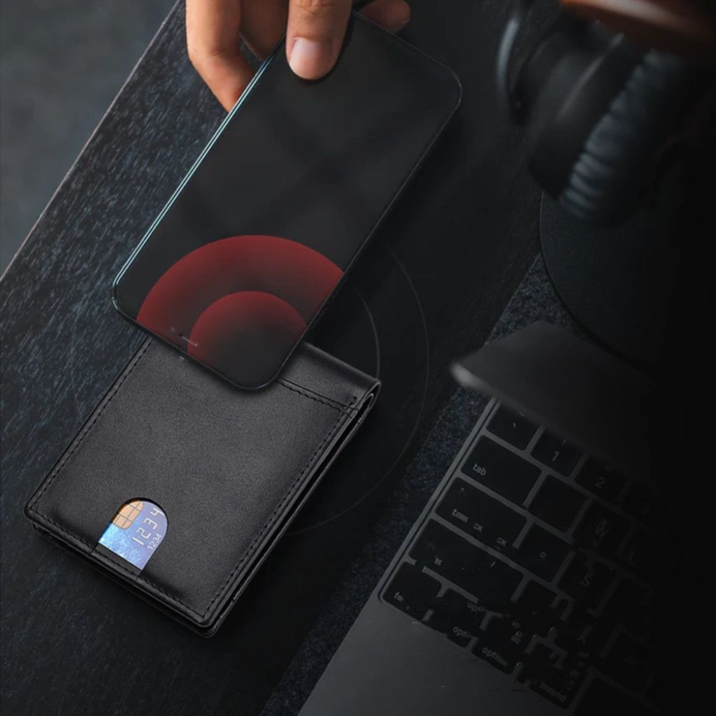 Läderplånbok Slim RFID-blockering med spårning