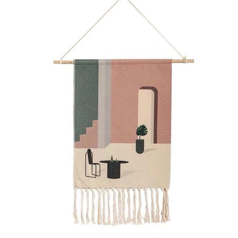 Carvallo – Handvävd Bomullsväggtavla med Geometrisk Design