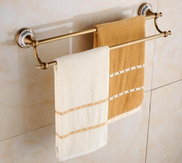 Royaleva Antik Brons Badaccessoarer – Vintage Koppar med Keramiska Accenter