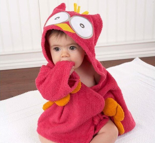 Baby Badrock Bomull Huva Djur Handduk