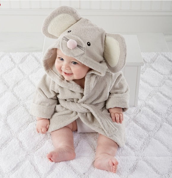 Baby Badrock Bomull Huva Djur Handduk