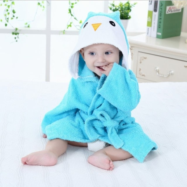 Baby Badrock Bomull Huva Djur Handduk