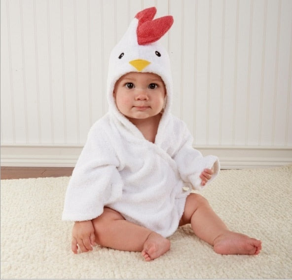 Baby Badrock Bomull Huva Djur Handduk