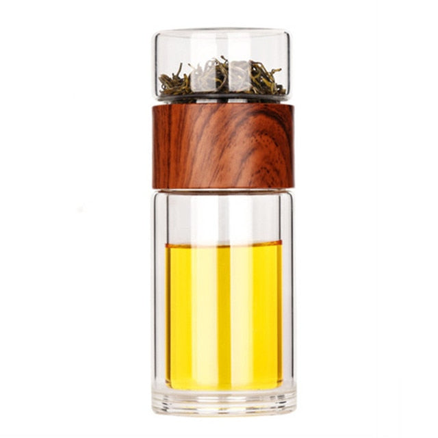 Glass Travel Tea Infuser Bottle – 230ml Dubbelväggig