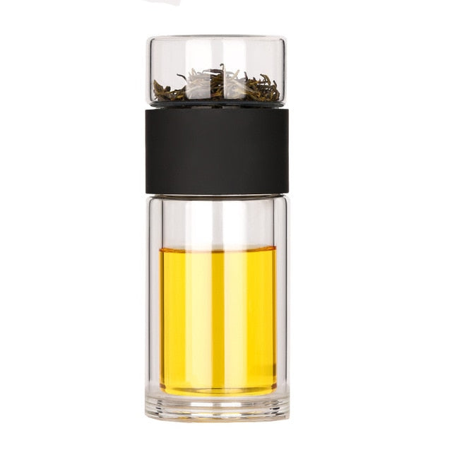 Glass Travel Tea Infuser Bottle – 230ml Dubbelväggig