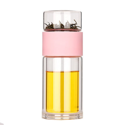 Glass Travel Tea Infuser Bottle – 230ml Dubbelväggig