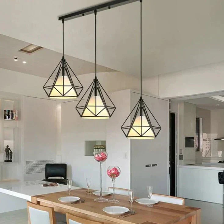 Snygg pendel med järnram – E27-kompatibel, designad för kök och matsalar