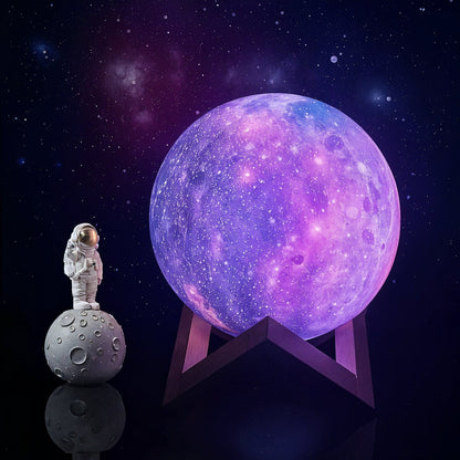 Färgförändrande månlampa med trähållare och fjärrkontroll