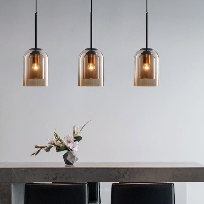 Mica Mid-Century Hänglampa med Dubbel Glas