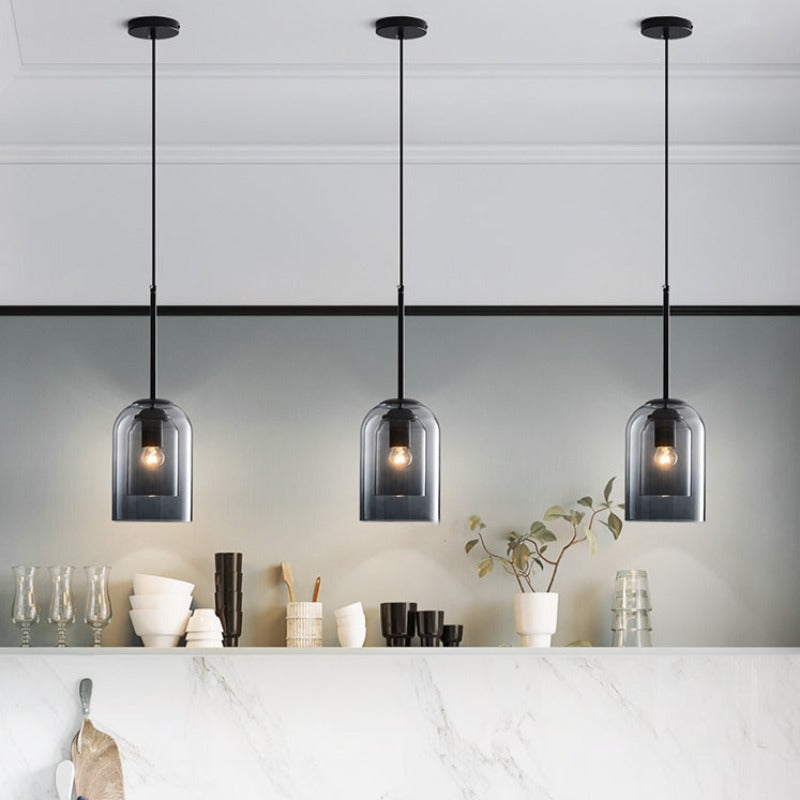 Mica Mid-Century Hänglampa med Dubbel Glas