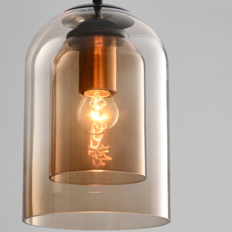 Mica Mid-Century Hänglampa med Dubbel Glas