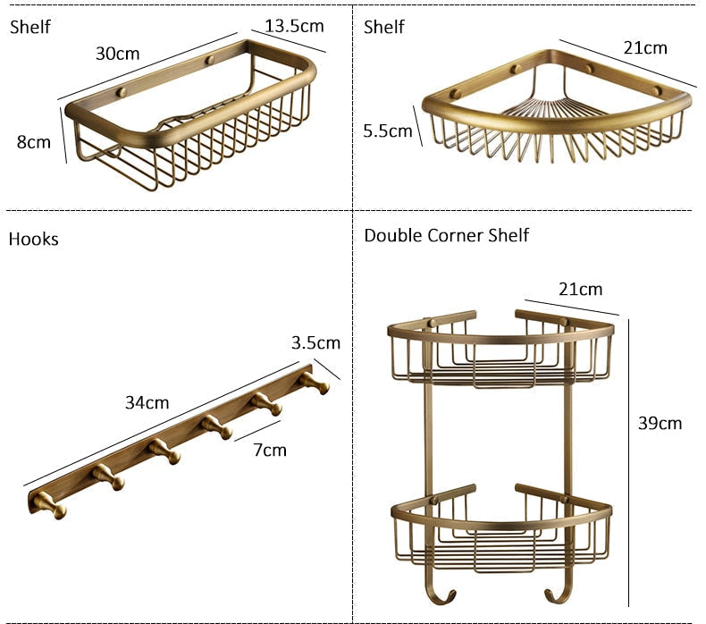 Royaleva Antik Brons Badaccessoarer – Vintage Koppar med Keramiska Accenter