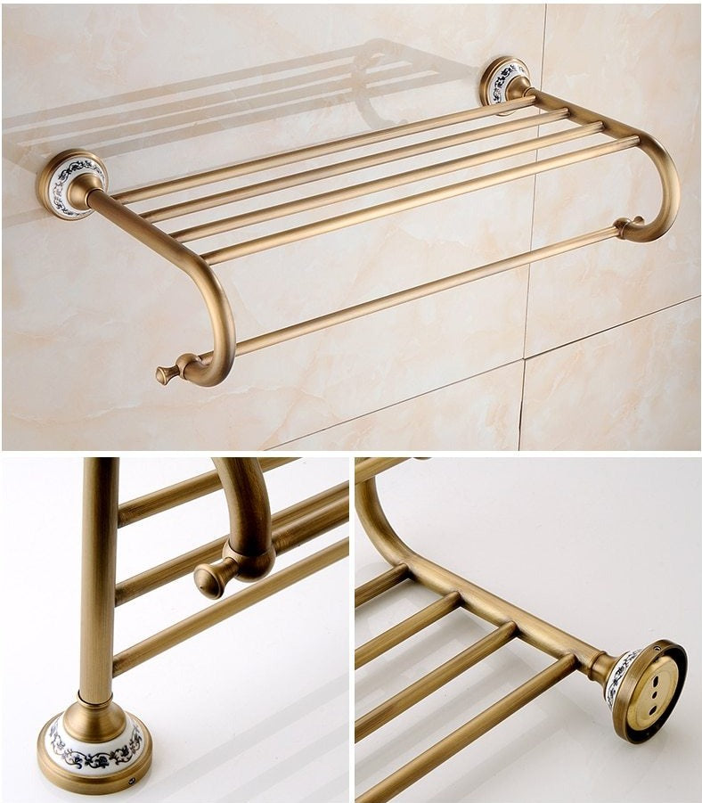 Royaleva Antik Brons Badaccessoarer – Vintage Koppar med Keramiska Accenter