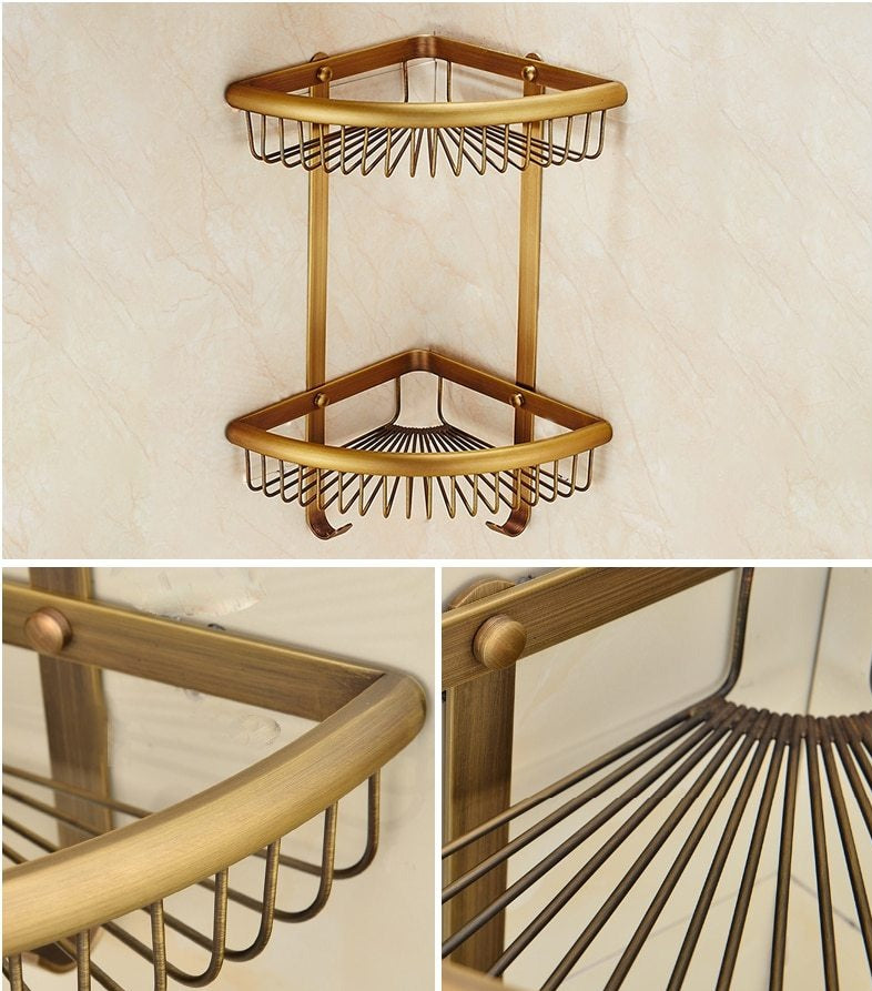 Royaleva Antik Brons Badaccessoarer – Vintage Koppar med Keramiska Accenter