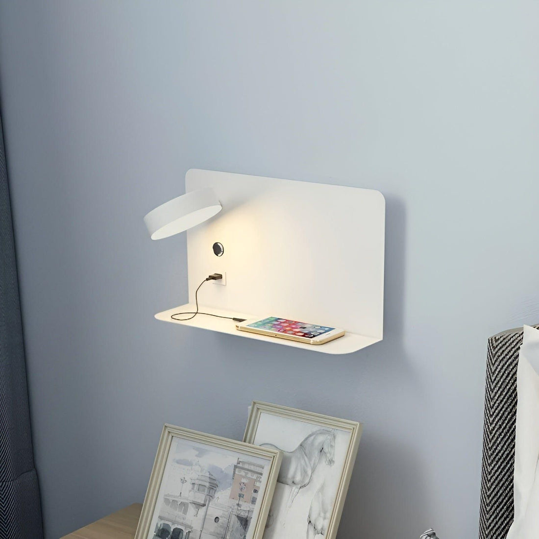 LED-vägglampa med USB-laddfunktion – Mjukt, Varmt Ljus med På-/Av-knapp