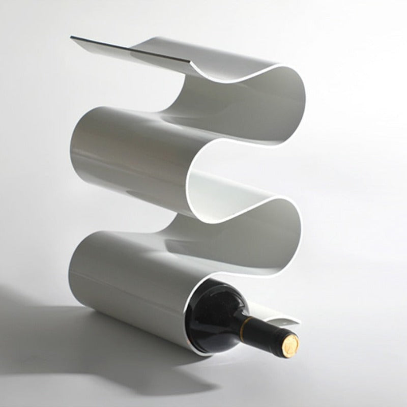 Carvallo – Stilren Metallvinhylla med Elegant Vågig Design för 4 Flaskor