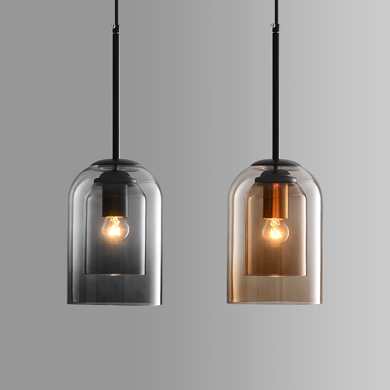 Mica Mid-Century Hänglampa med Dubbel Glas