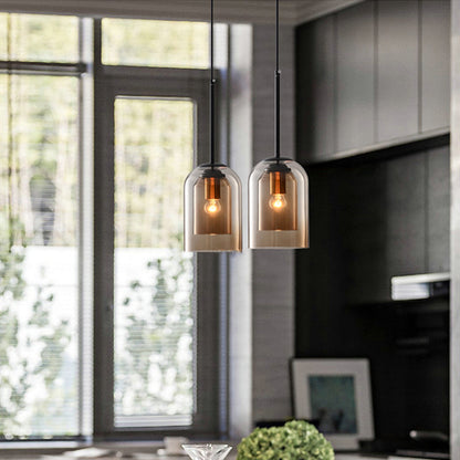 Mica Mid-Century Hänglampa med Dubbel Glas