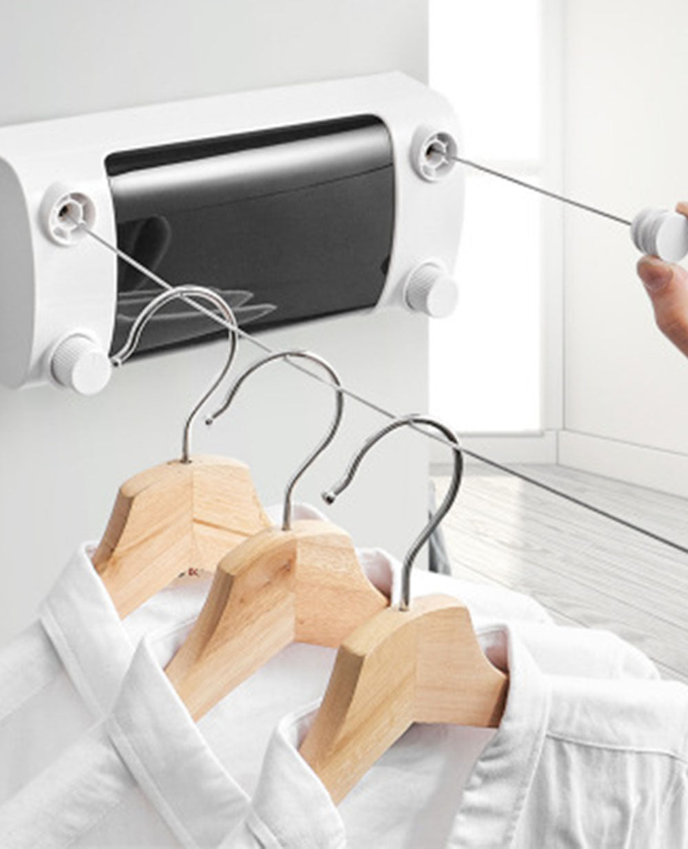 Carvallo tvättlina | Utsträckbar upp till 4,2 m | Montering utan borr | Rostfritt stål – Platsbesparande & Robust