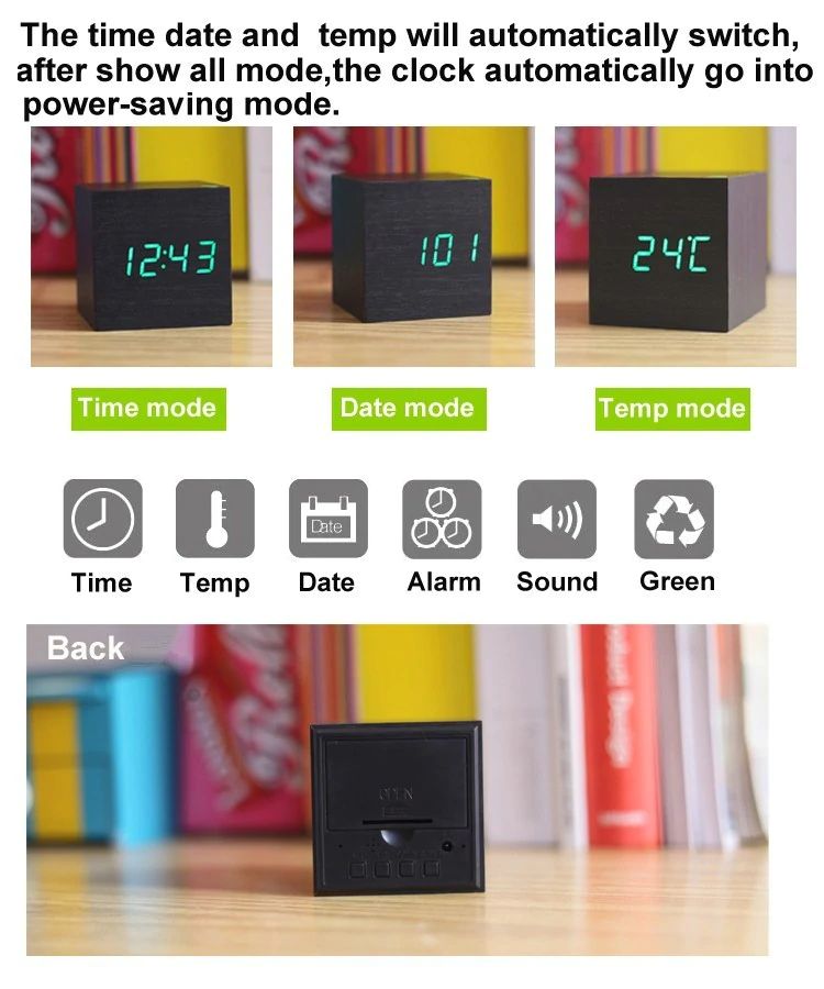 Digital klocka kub i modern trädesign