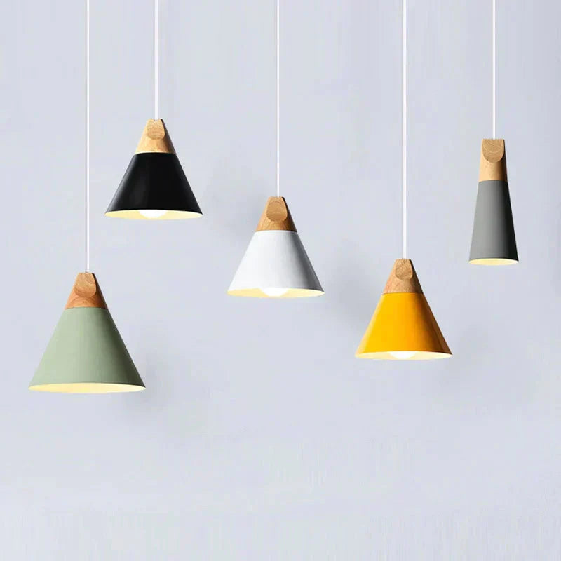 Stilig Trä och Aluminium LED Hängande Lampa – E27 Kompatibel