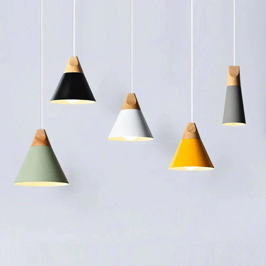 Stilig Trä och Aluminium LED Hängande Lampa – E27 Kompatibel