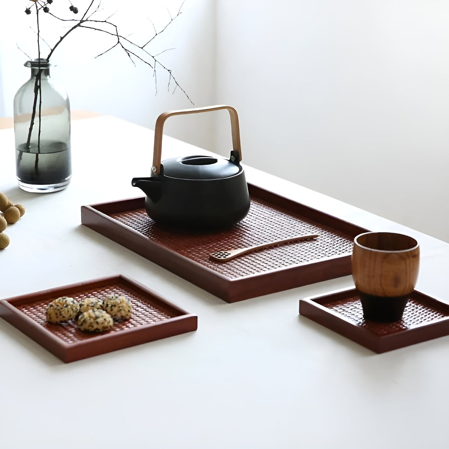 Wooden serving tray – Japansk stil | Perfekt för att servera te ceremonier