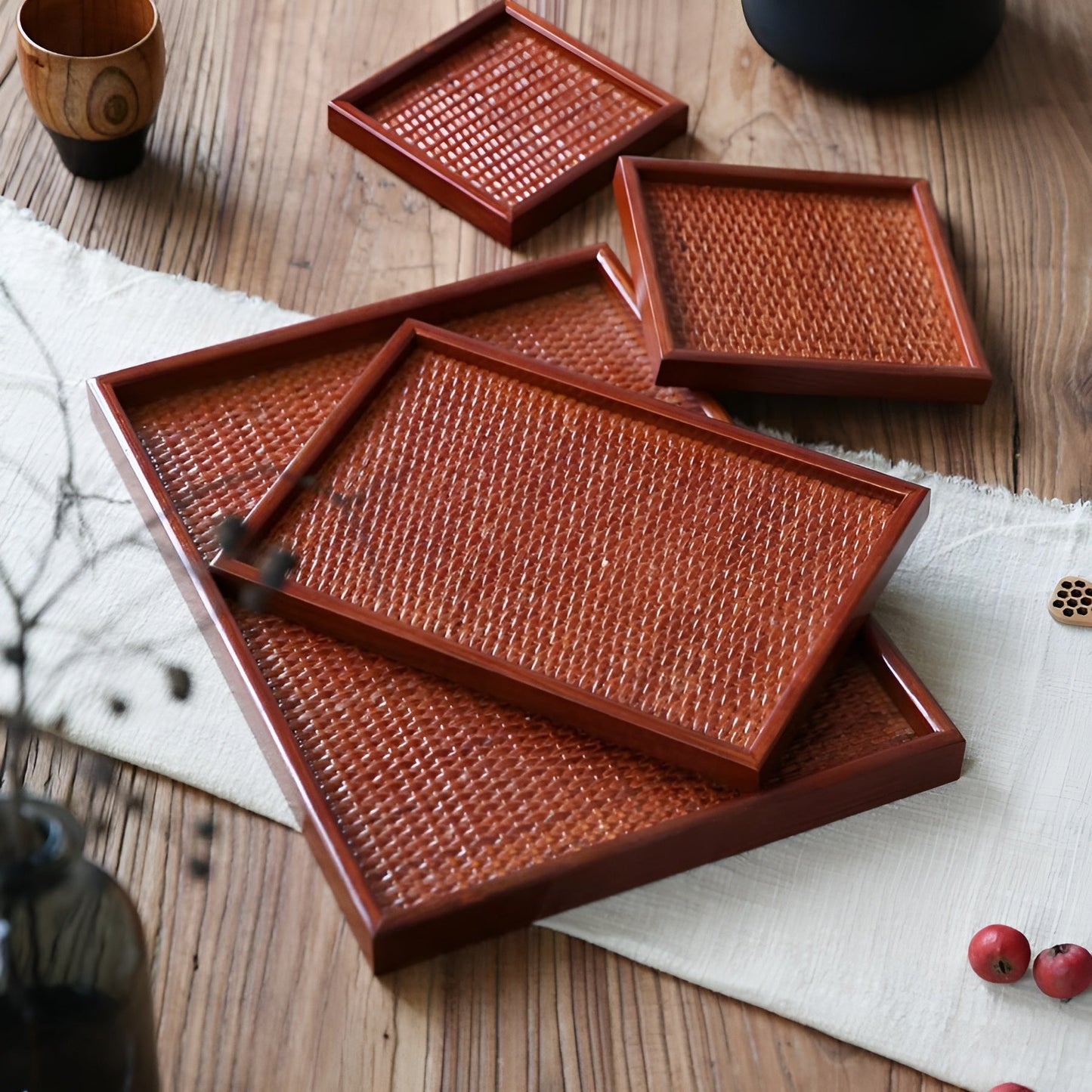 Wooden serving tray – Japansk stil | Perfekt för att servera te ceremonier