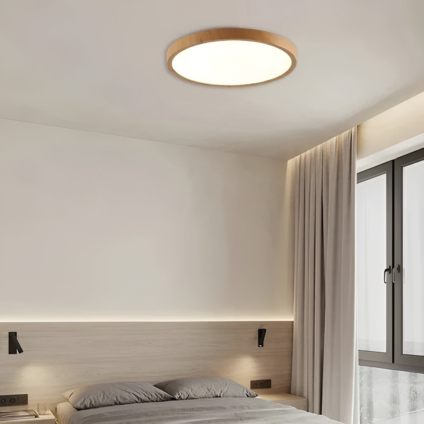 GrainGlow Light - Modern Ultra-Tunna Trä Taklampa