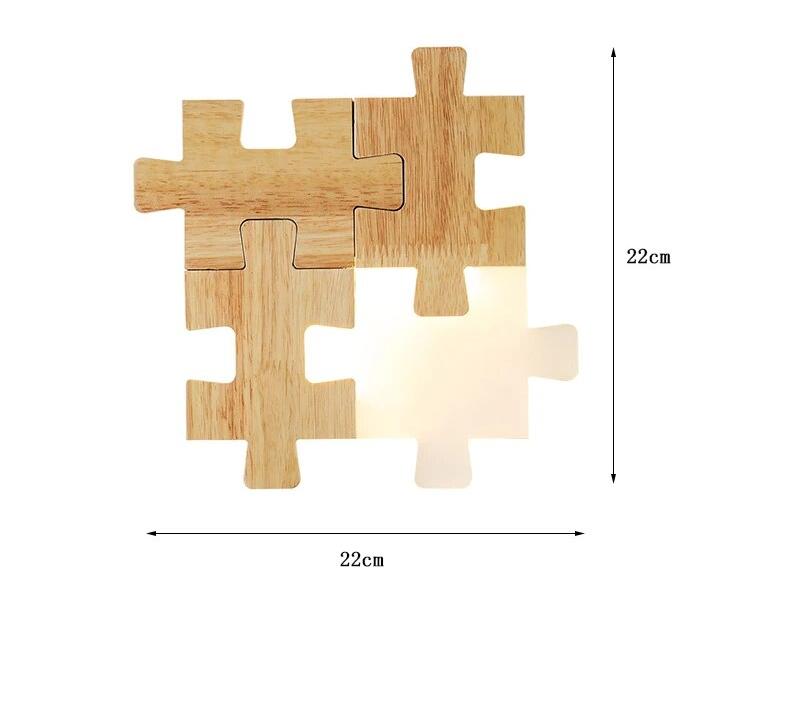 PuzzleGlow - Trä Pussel Vägglampa LED – Kreativ Barnrum- och Vardagsrumsbelysning