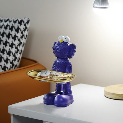 Kurvig figurstaty med förvaringsbricka i resinbjörnsdesign