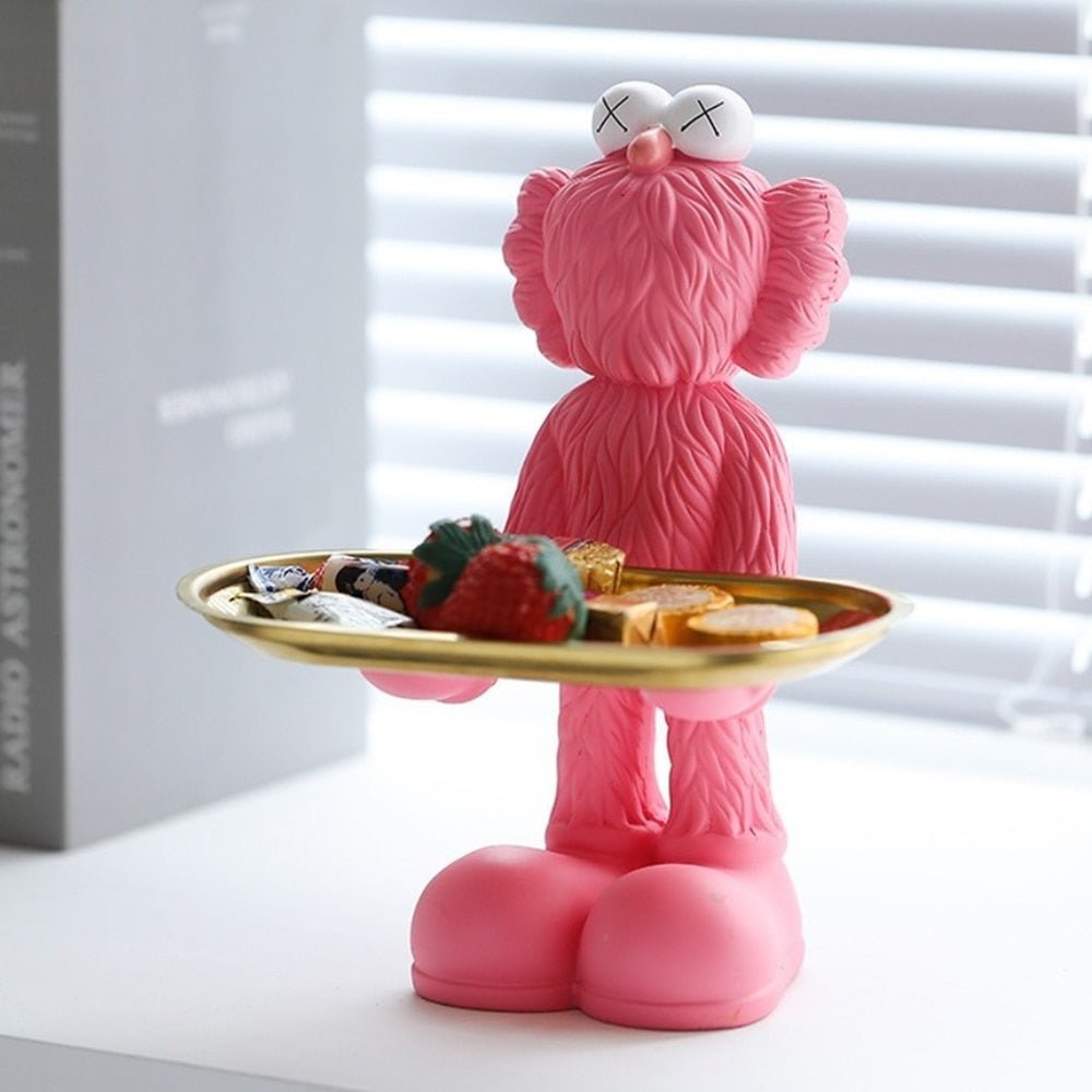 Kurvig figurstaty med förvaringsbricka i resinbjörnsdesign