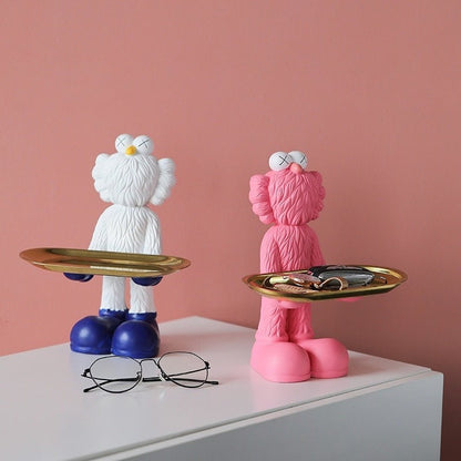 Kurvig figurstaty med förvaringsbricka i resinbjörnsdesign