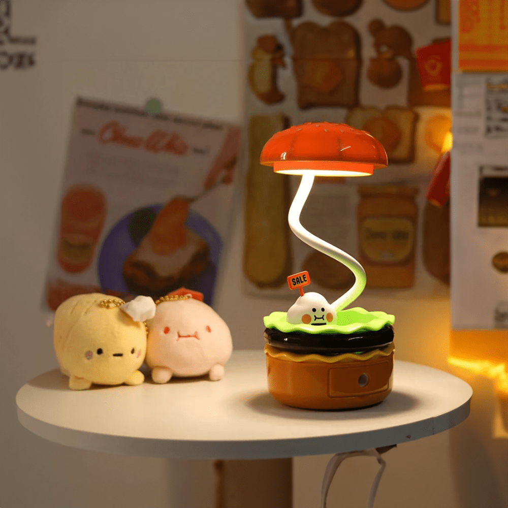 LED Nattljus &amp; Blyertssuddare med Rolig Hamburgerdesign