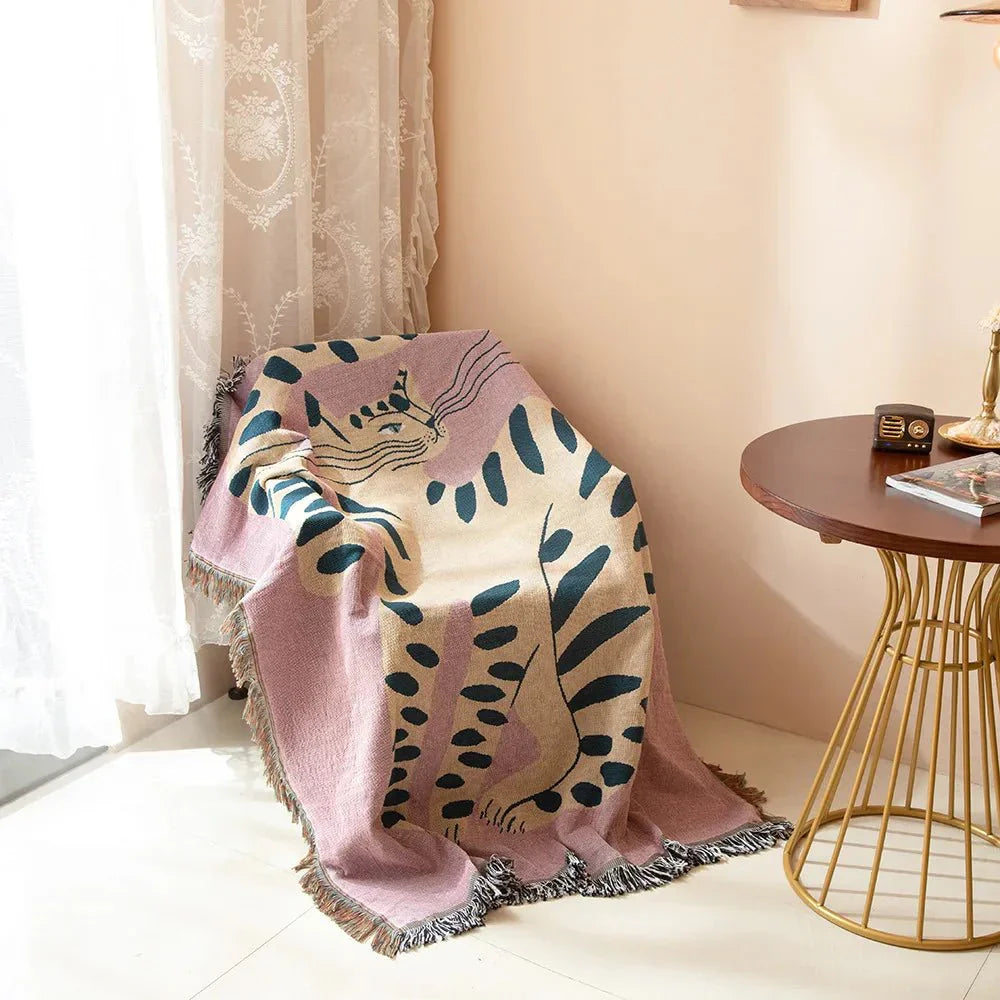 Knepig Rosa Katt Design Sofftäcke för Heminredning