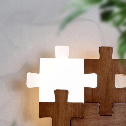 PuzzleGlow - Trä Pussel Vägglampa LED – Kreativ Barnrum- och Vardagsrumsbelysning