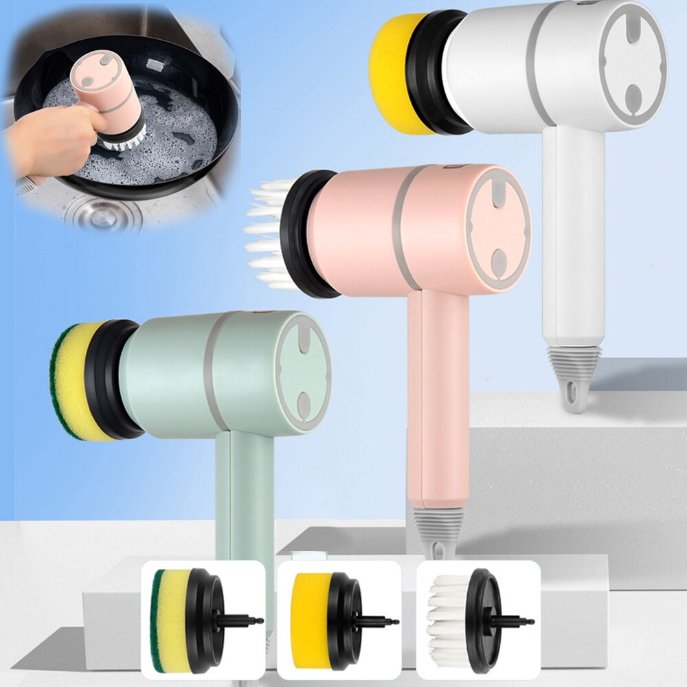 3-i-1 Elektrisk Rengöringsborste – Multifunktionell USB Roterande Skrubbborste för Hemmet och Apparater