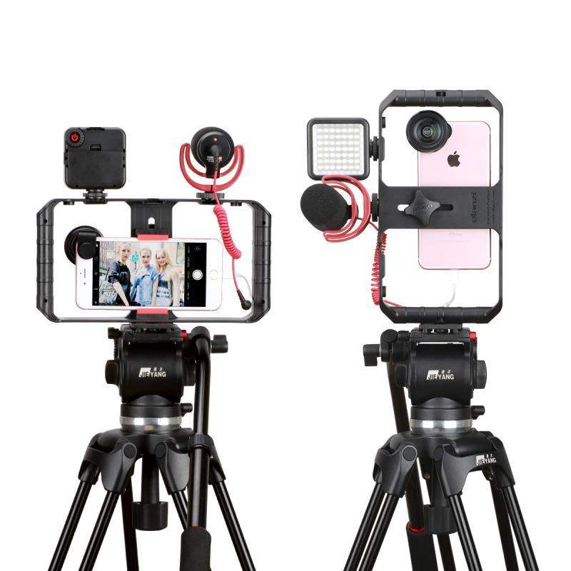 Smartphone Video Rig Stabilizer med Ljus – Smidig Filminspelning &amp; Belysning för Mobil Filmning