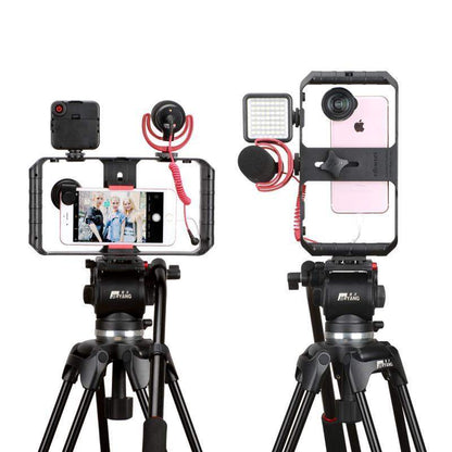 Smartphone Video Rig Stabilizer med Ljus – Smidig Filminspelning &amp; Belysning för Mobil Filmning