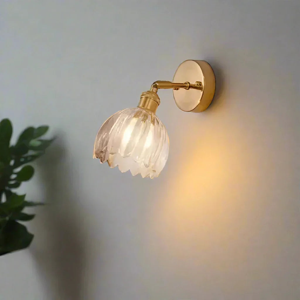 Vägglampa Vintage Glas Mässing Sconces
